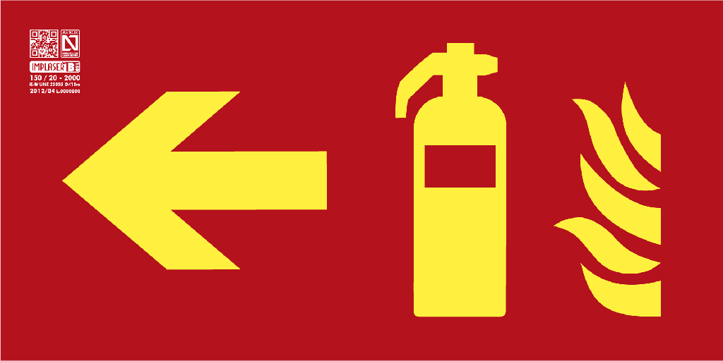 Señal extintor Clase A con flecha izquierda 32x16cm