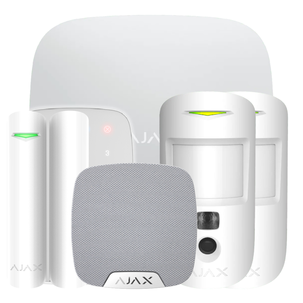 Kit Ajax blanco. Hub 2 4G + 2MotionCamPhOD + DoorProtect + KeyPad + HomeSiren