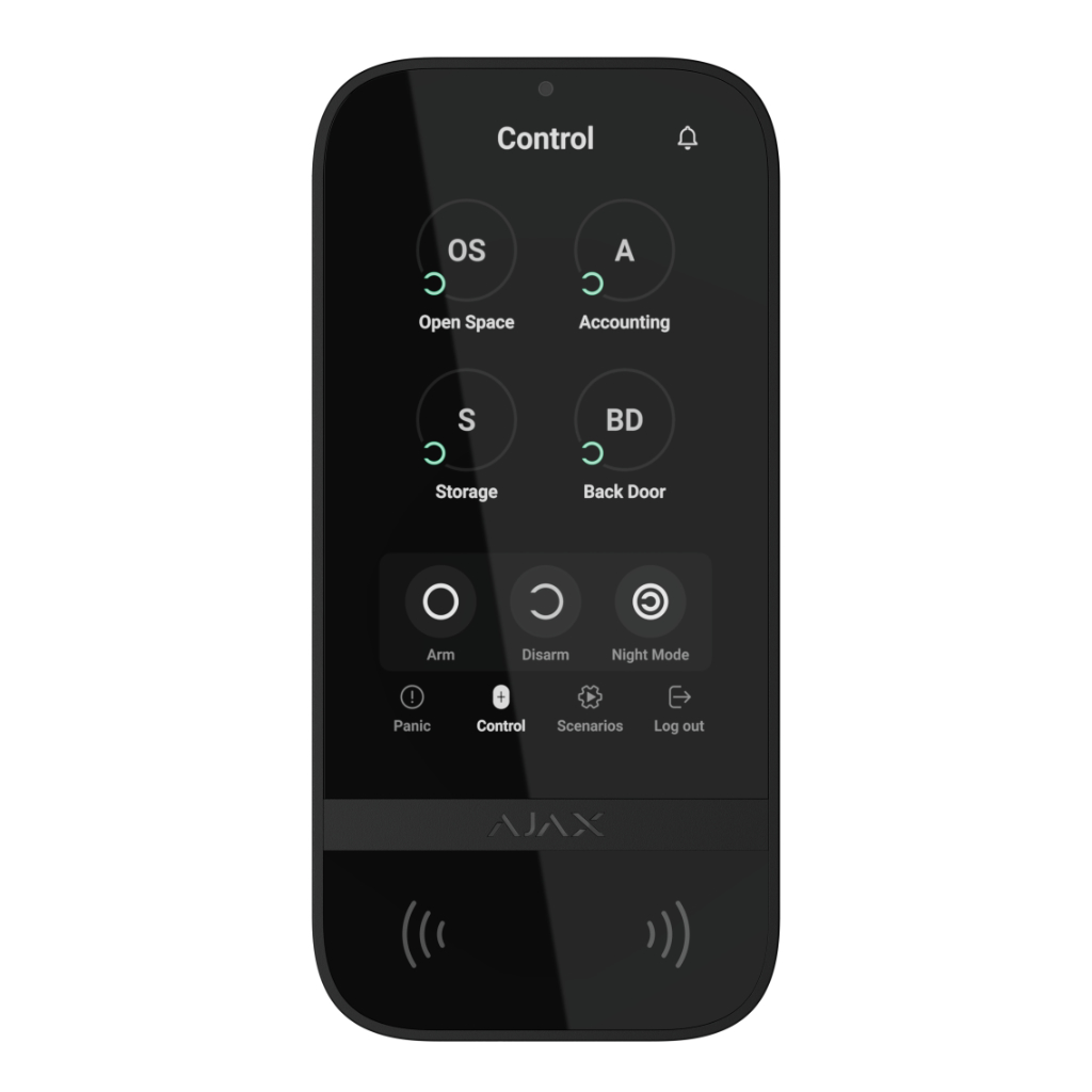 Ajax KeyPad TouchScreen Jeweller. Teclado Táctil con Lector Inalámbrico. Color Negro