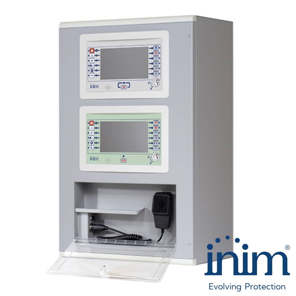 Central modular Previdia UltraVox con funciones de detección de incendios y evacuación por voz. Armario gris