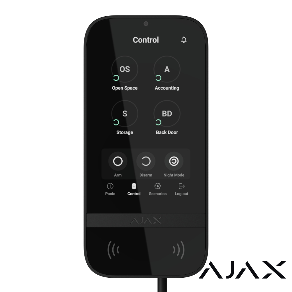 Ajax KeyPad TouchScreen Fibra. Color Negro