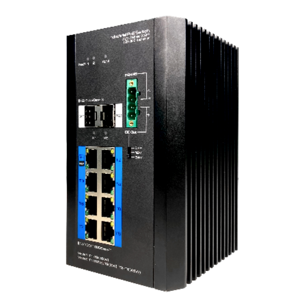 Switch PoE+ 8 puertos Gigabit + 1RJ45 Uplink Gigabit + 1SFP Uplink Gigabit 802.3af/at/bt 6KV DC12V-57V(amplia gama)