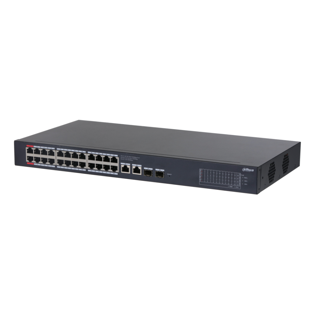 Switch PoE 24 puertos Gigabit + 2 Uplink Gigabit RJ45 + 2SFP Gigabit 375W Manejable en Cloud Layer2
