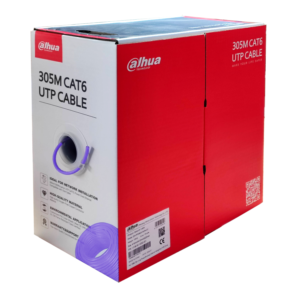 Bobina 305mts Cable UTP CAT6 0.53mm Cobre sin Oxigeno CE CPR Cca. Cubierta LSZH Violeta