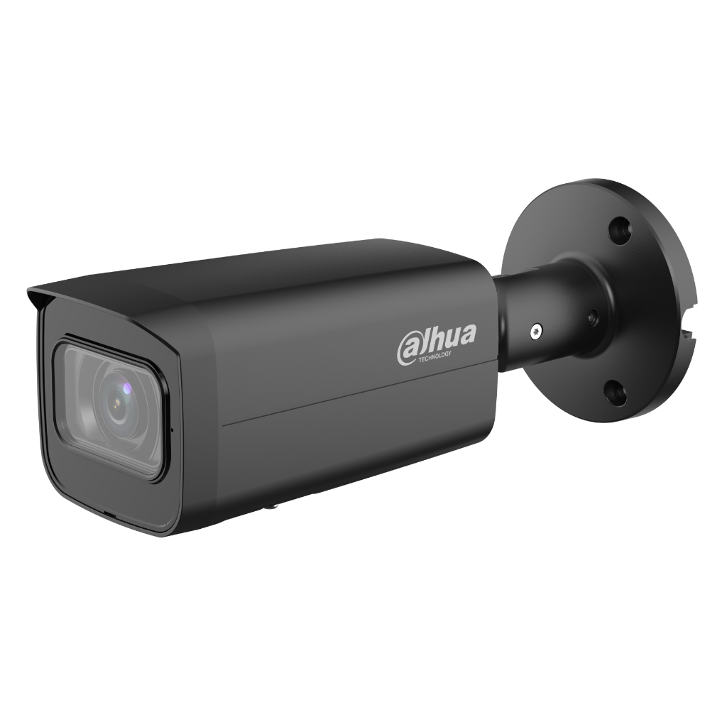 Tubular IP H265 2M WDR Starlight IR60m 2.7-13.5VFM IP67 PoE SD MIC AI. Color Negro