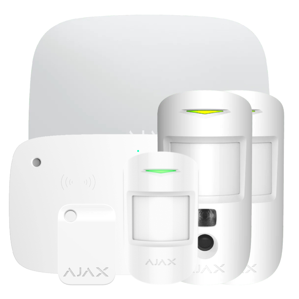 Kit Ajax blanco. Hub2 4G + 2MotionCamPHOD + MotionProtect + KeyPadCombi + Tag