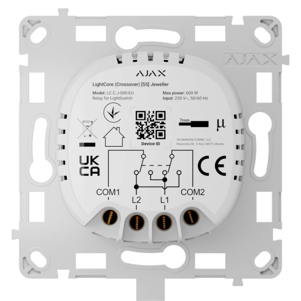 Ajax LightSwitch LightCore Crossover Jeweller. Interruptor de cruce