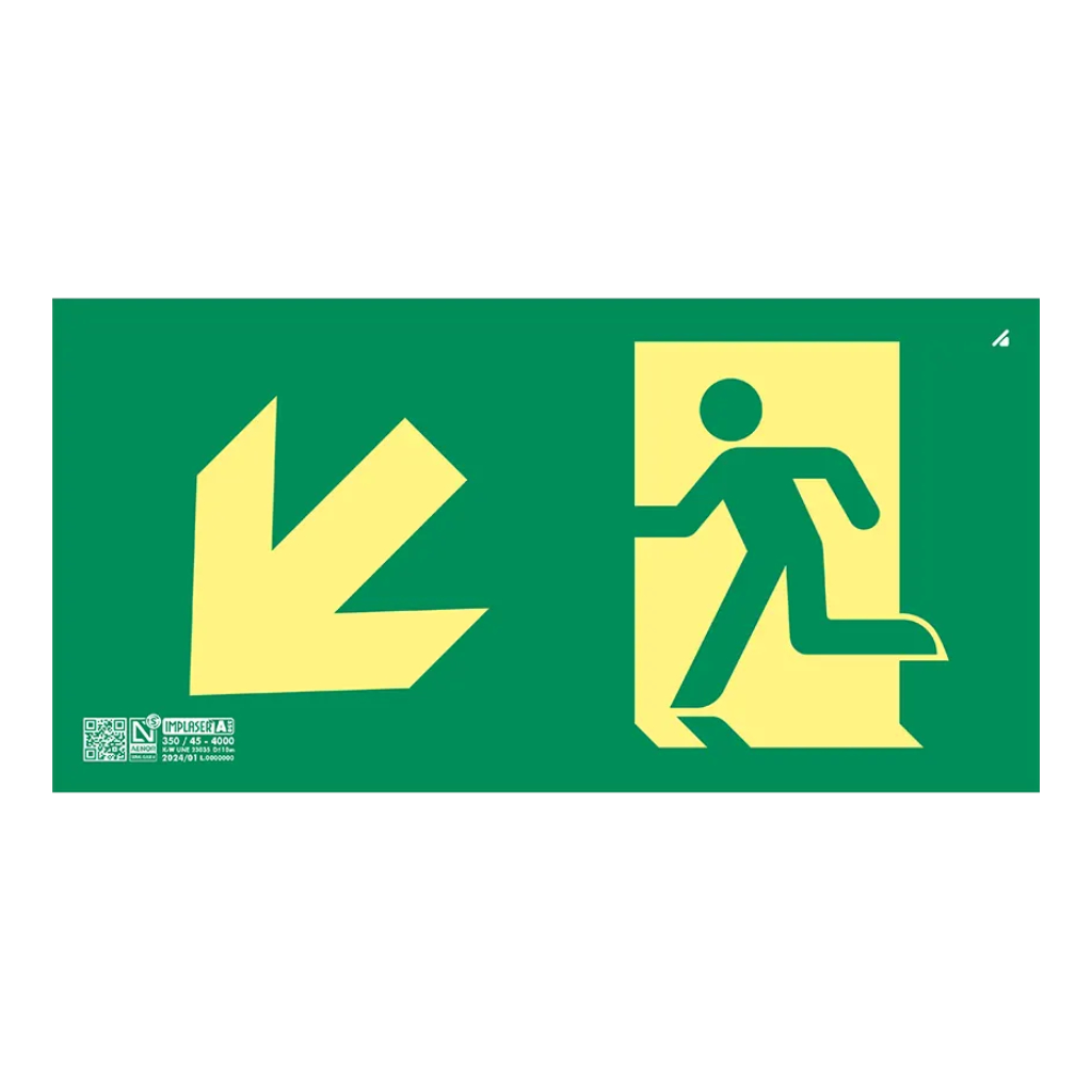 Señal salida bajada escalera izquierda Clase A 32x16cm