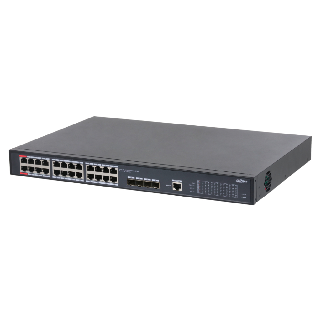 Switch 24 puertos Gigabit + 4 Uplink Gigabit SFP+ 10Gbps 360W Gestionable en Cloud Layer2