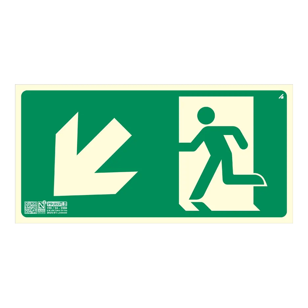 Señal salida bajada rampa o escalera izquierda 32x16cm