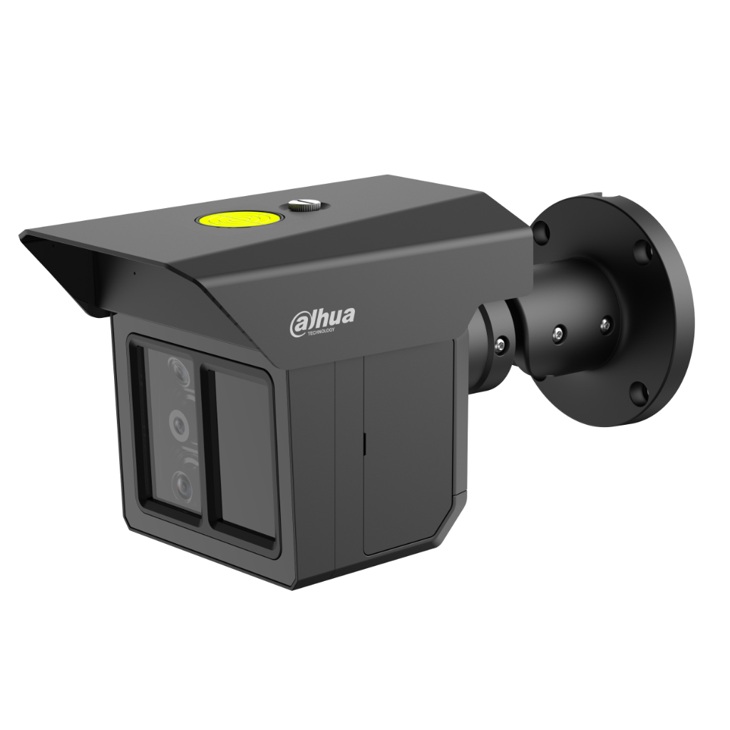 Tubular IP H265 3x2M TRIPLE-LENS 3.6/12/25mm para protección perimetral 8IR100m IP67 IK10 ePoE AUDIO MIC E/S AI. Color negro