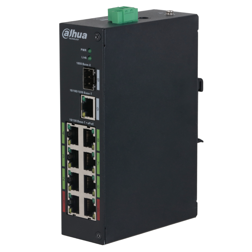 Switch Rango Temp Extendida ePoE 8 puertos 10/100 + 1RJ45 Uplink Gigabit + 1SFP Gigabit 120W No_Manejable Layer 2