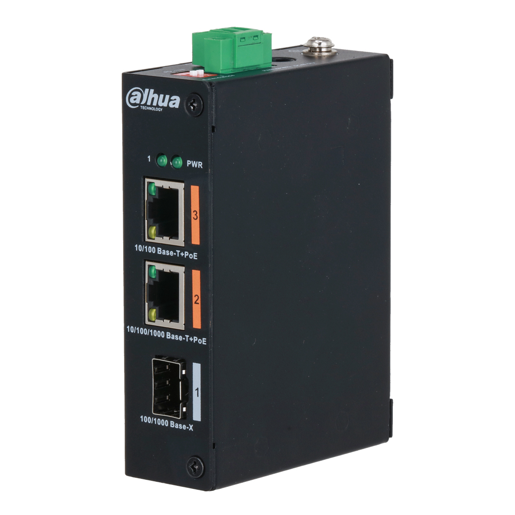 Switch Hardened PoE 2.0 2 puertos (1p 10/100 + 1p Gigabit) +1SFP Uplink Gigabit 60W No_Gestionable Layer2