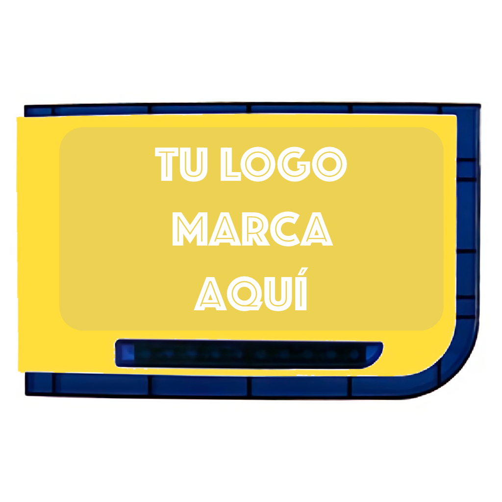 Sirena exterior amarilla/azul Grado 3 con serigrafía PERSONALIZADA. Cantidad mínima 10 unidades