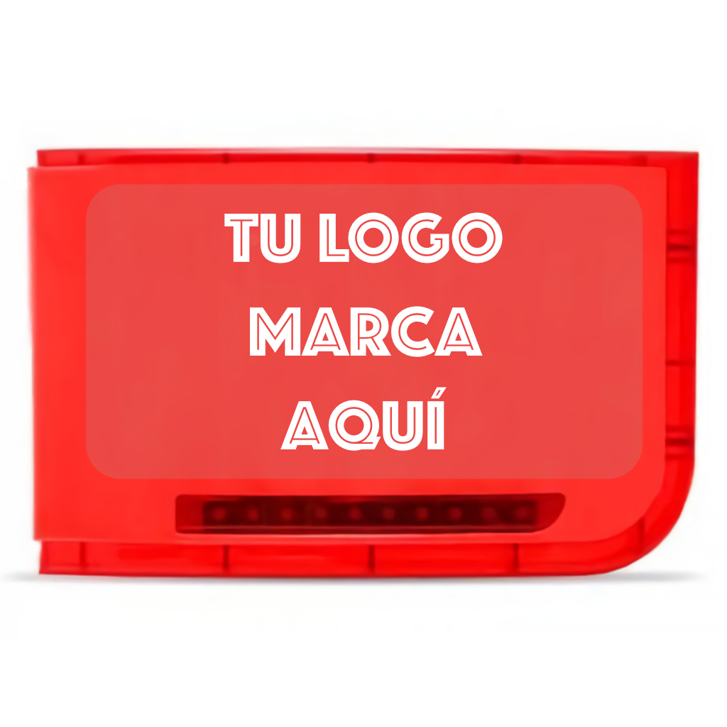Sirena exterior roja 115dB con serigrafía PERSONALIZADA. Cantidad mínima 10 unidades