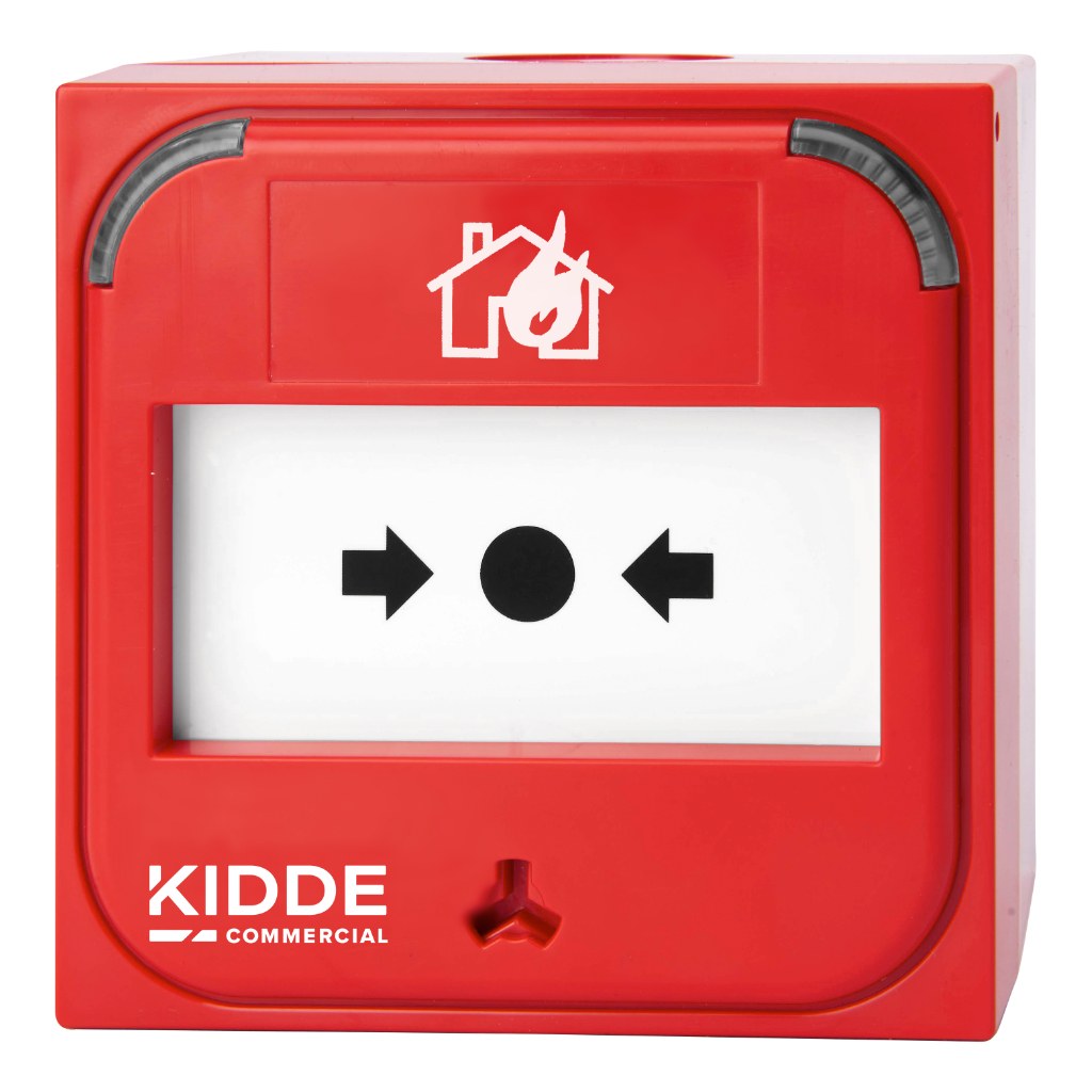 Pulsador convencional inteligente para montaje en superficie 100Ω. Incluye caja de montaje. Color rojo