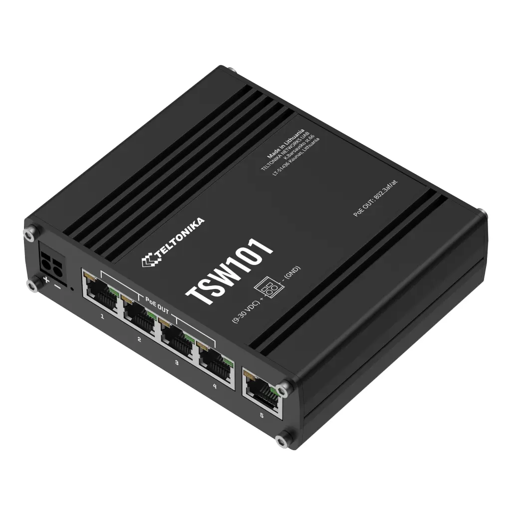 Switch Teltonika Industrial 5 puertos Gigabit (4xPoE+/60W) No_Gestionable