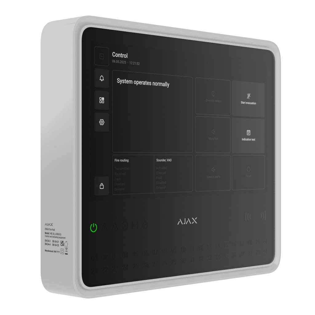 Ajax EN54 Fire Hub Jeweller. Central incendio. Color Blanco