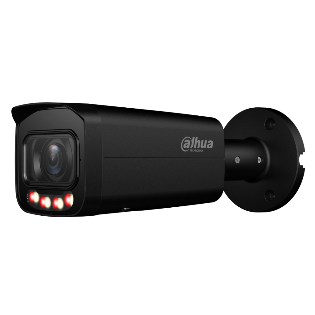 Tubular IP 8M H265 FULL COLOR WDR Iluminación Dual LED60m/IR60m 2.7-13.5mm IP67 PoE MIC AI. Color Negro