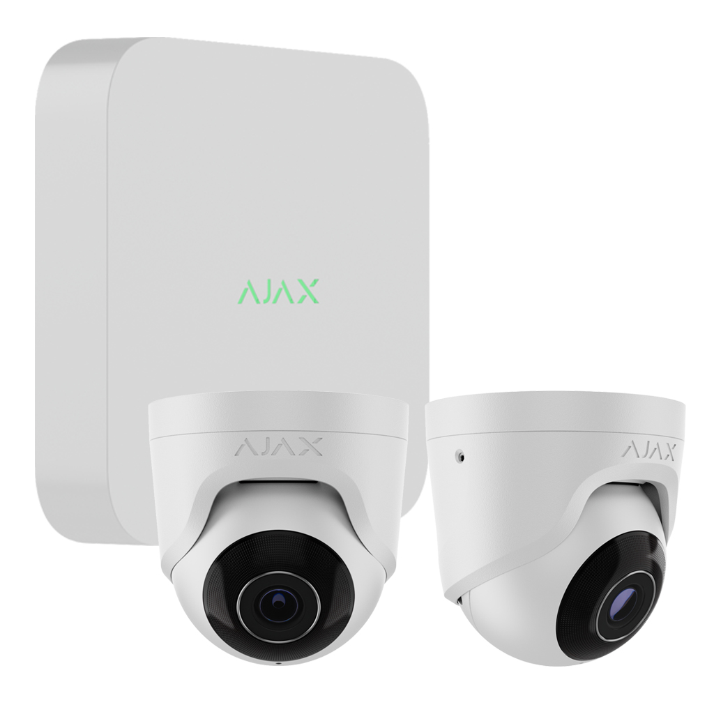 Kit Ajax CCTV Blanco. NVR 8ch + 2Turret 5Mp/2.8mm