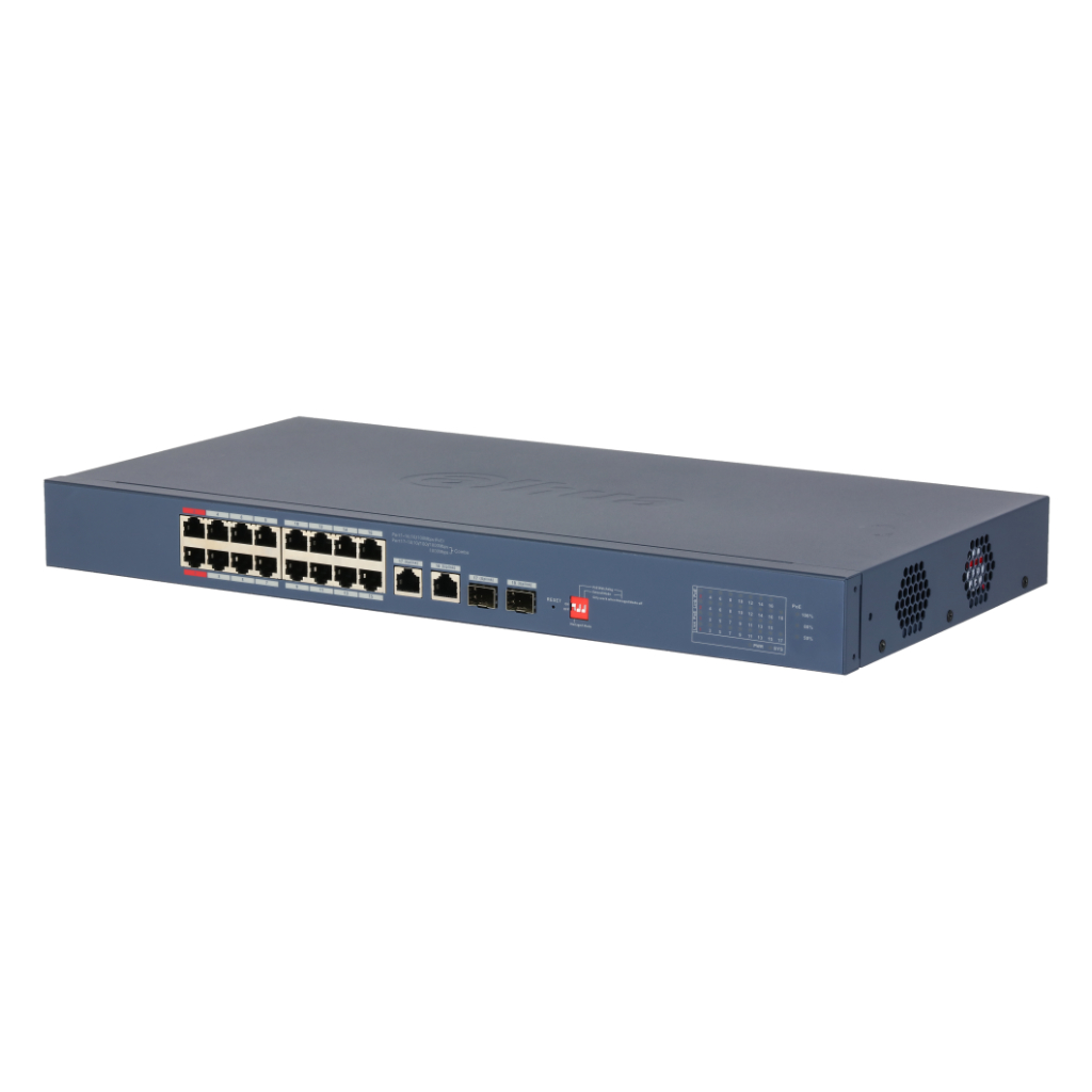 Switch PoE 16 puertos 10/100 + 2 Combo Gigabit RJ45/SFP Uplink 135W Gestionable en Cloud Layer2