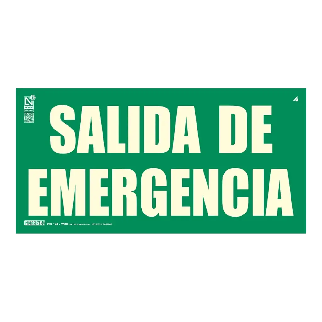 Señal salida de emergencia 64x32cm sin marco. 20m