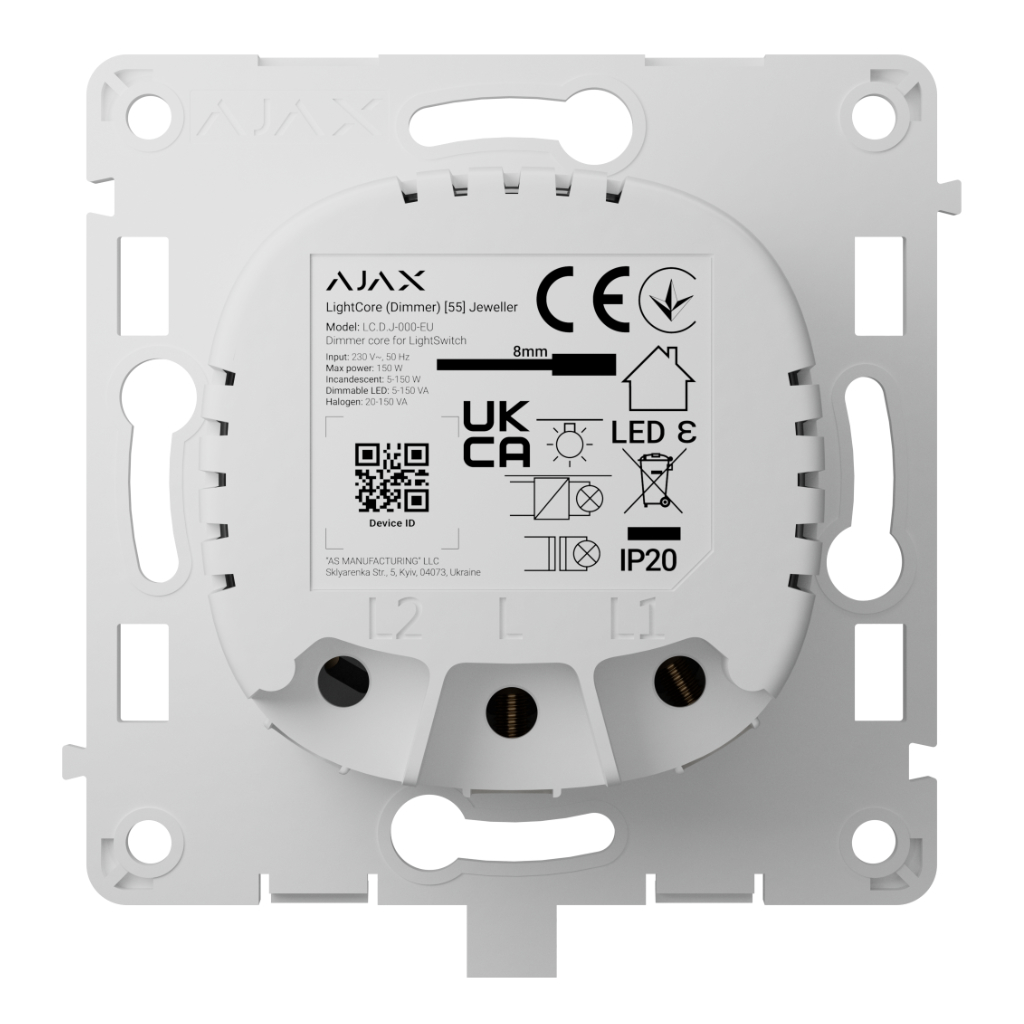 Ajax LightSwitch LightCore Dimmer Jeweller. Color Blanco