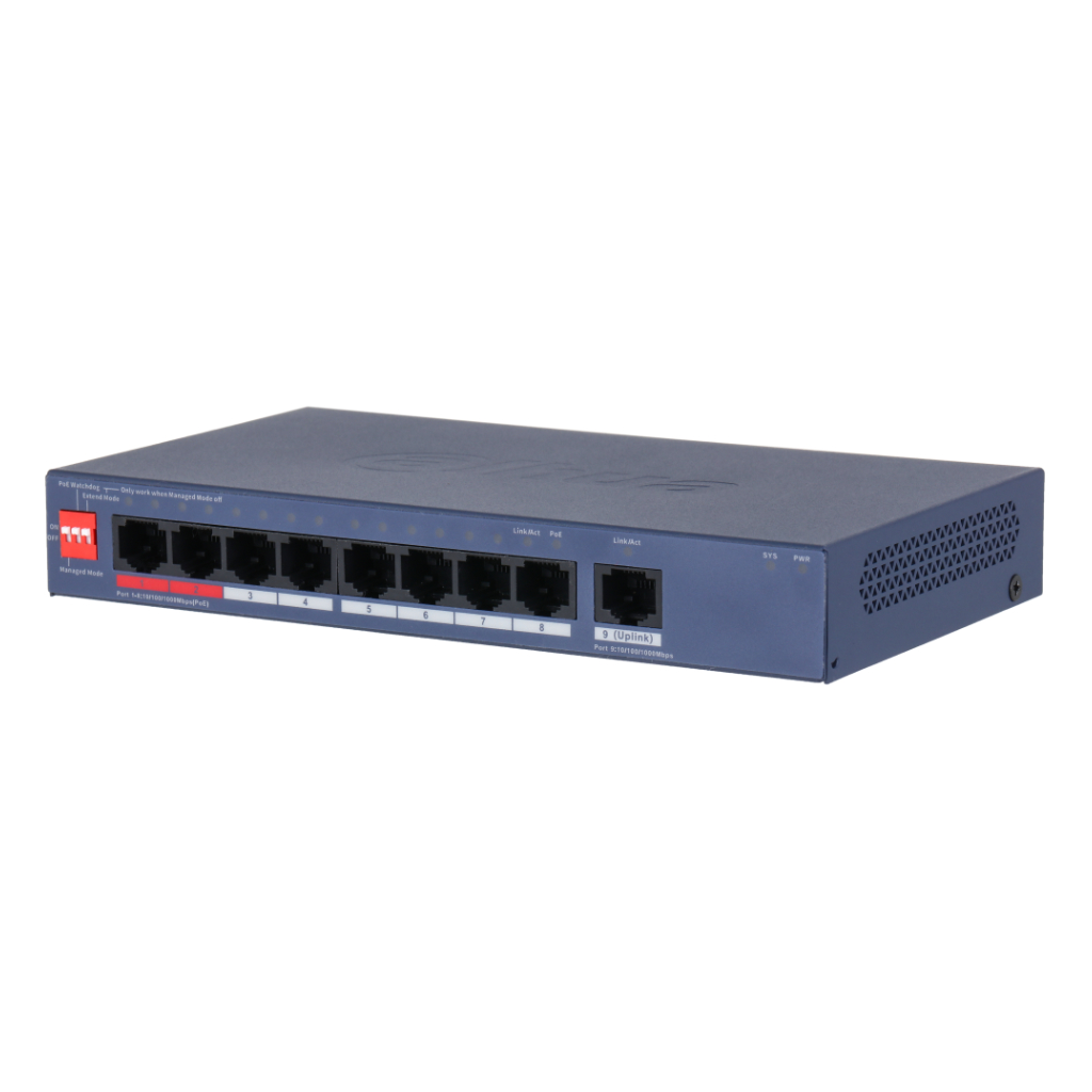 Switch PoE 8 puertos Gigabit + 1RJ45 Uplink Gigabit 110W Gestionable en Cloud Layer2