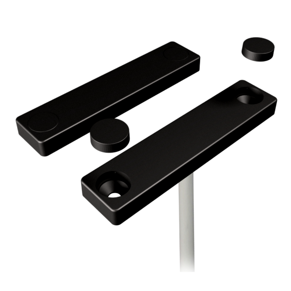 Contacto magnético, NC, 6 m de cable, tornillos incluidos, cubierta de plastico en color negro y con cable blanco