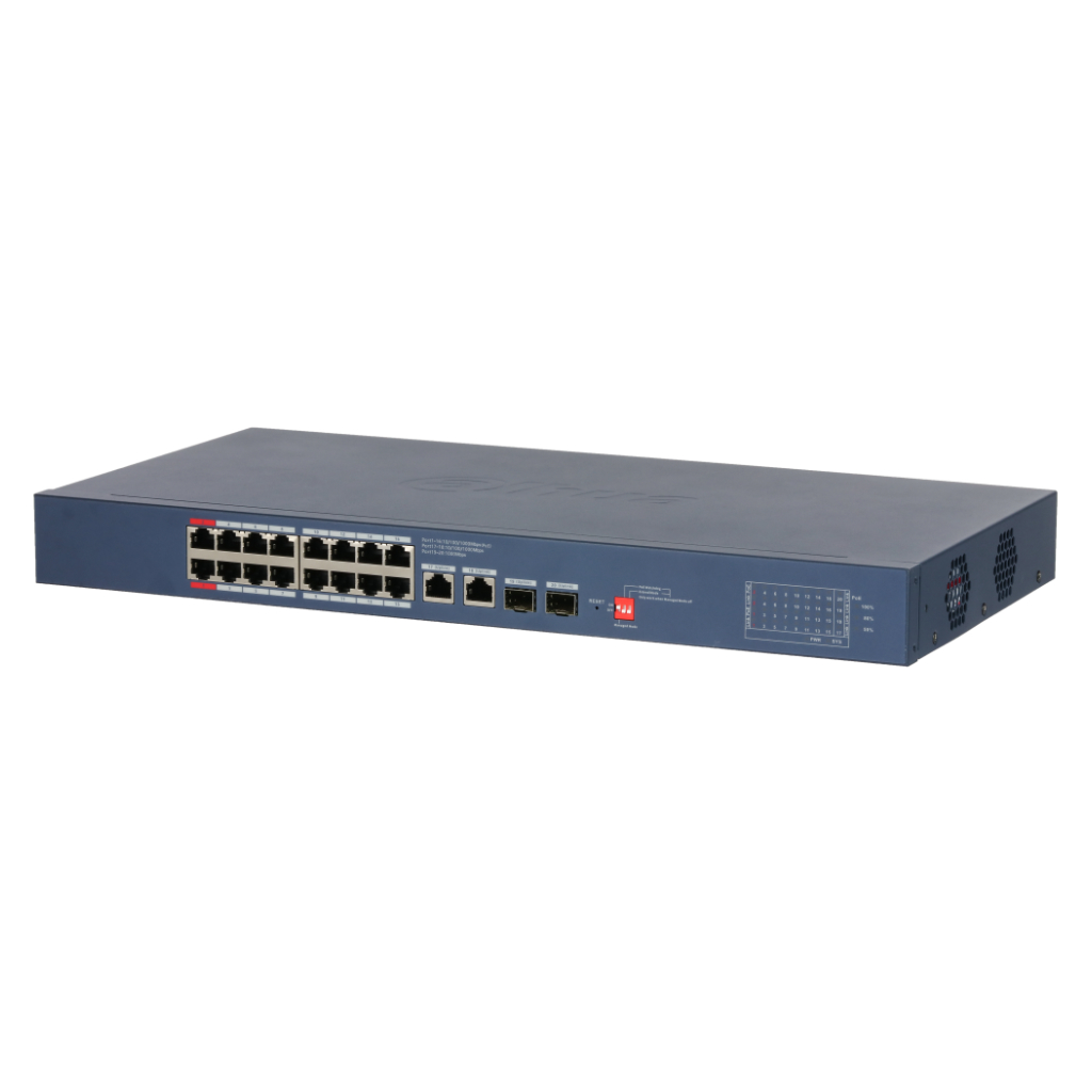 Switch PoE 16 puertos Gigabit + 2 Uplink Gigabit RJ45 + 2SFP Gigabit 240W Gestionable en Cloud Layer2