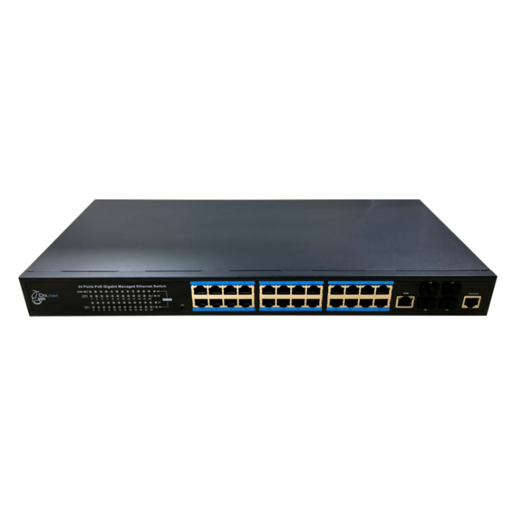 Switch PoE 24 puertos Gigabit + 4SFP Uplink Gigabit 370W Gestionable Layer2