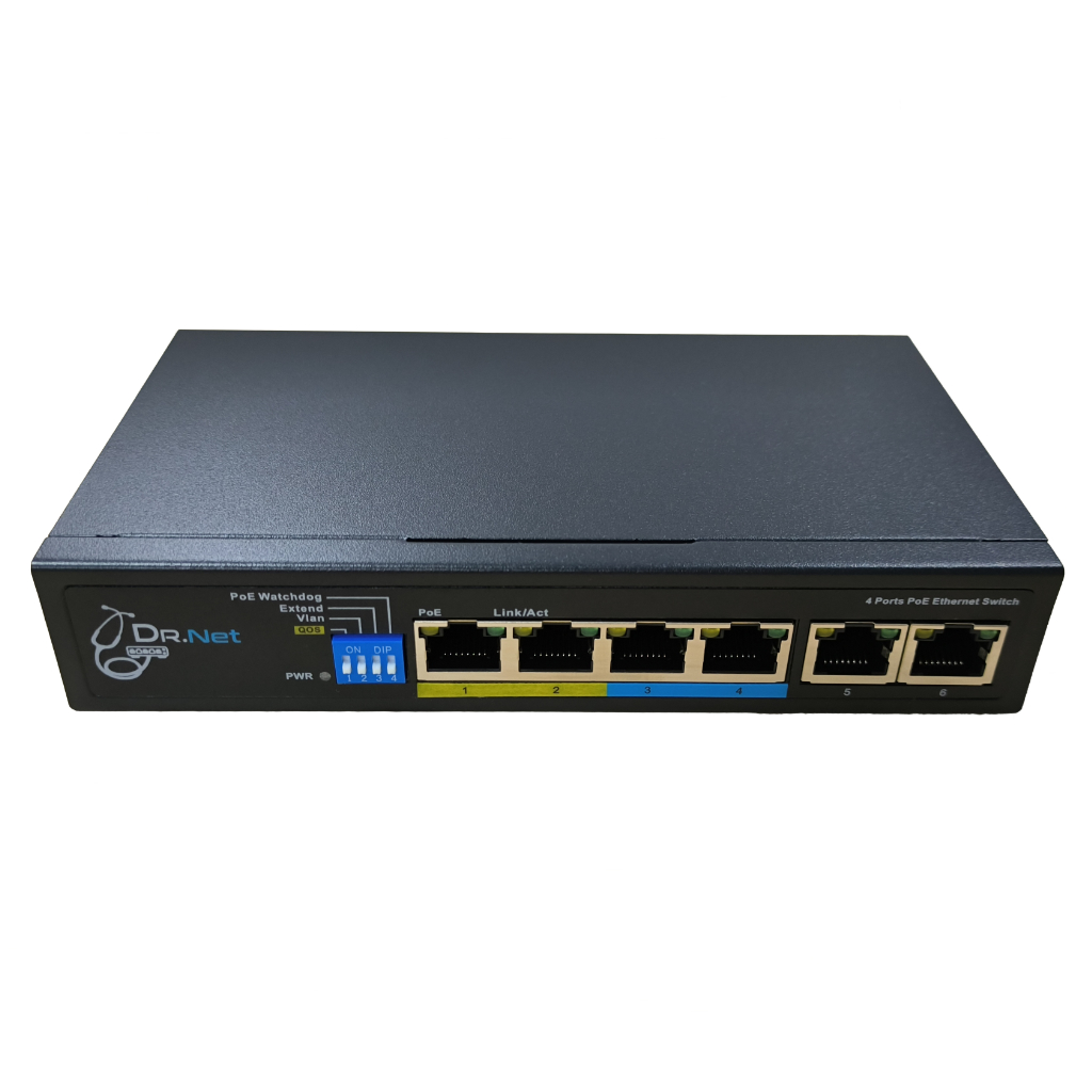 Switch PoE 4 puertos 10/100 + 2 Uplink 10/100 60W No_Gestionable