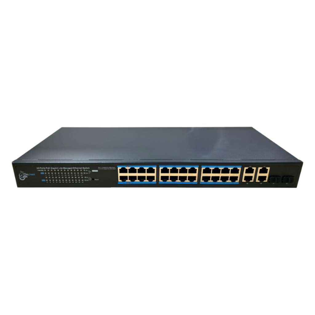 Switch PoE 24 puertos(4PoE++) Gigabit +2RJ45+2Combo 370W Gestionable