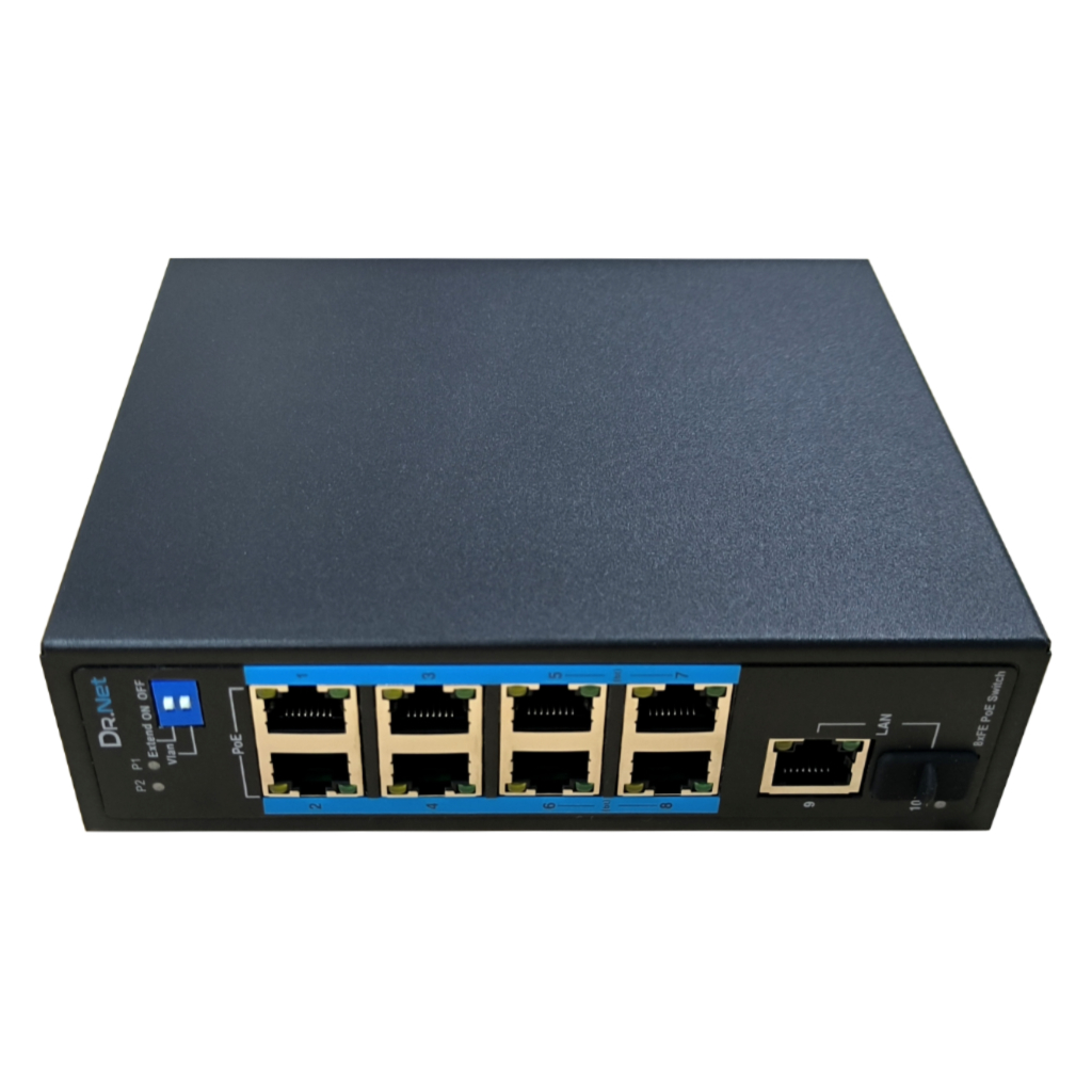 Switch PoE Industrial 8 puertos 10/100 +1RJ45 Gigabit +1SFP Gigabit 120W No_Gestionable