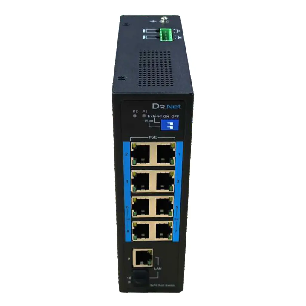 Switch PoE Industrial 8 puertos 10/100 +1RJ45 Gigabit +1SFP Gigabit 120W No_Gestionable