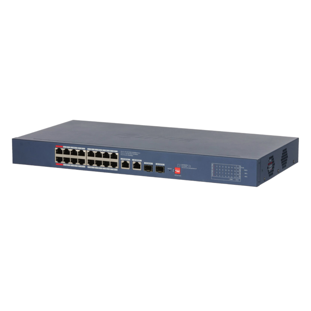 Switch PoE 16 puertos Gigabit + 2 Uplink Gigabit RJ45 + 2SFP Gigabit 135W Gestionable en Cloud Layer2