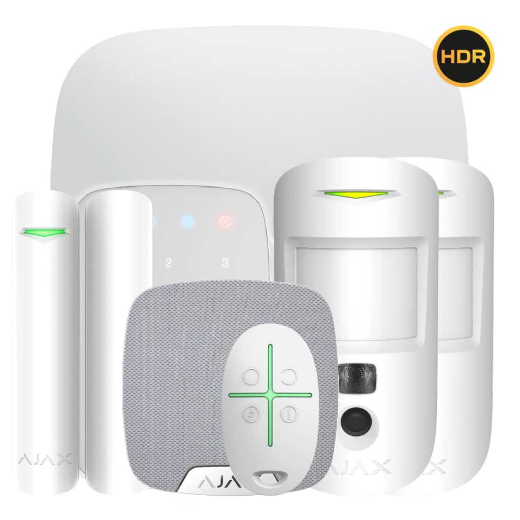 Kit Ajax blanco. Hub 2 4G + 2MotionCam-HDR + DoorProtectPlus + SpaceControl + KeyPad + HomeSiren