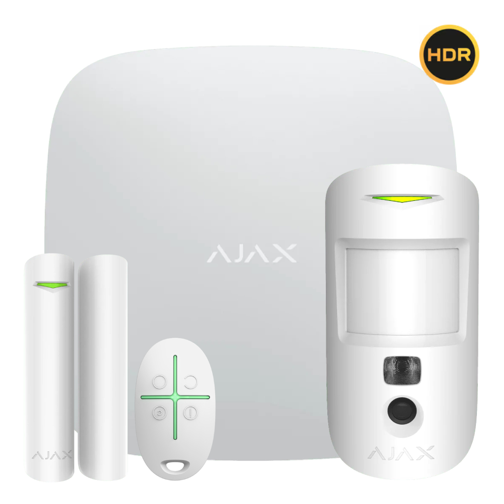 Ajax StarterKit Cam Blanco. Hub 2 2G + MotionCam-HDR + DoorProtect + SpaceControl