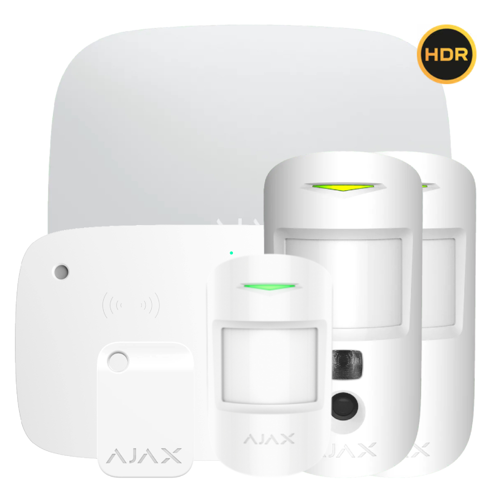 Kit Ajax blanco. Hub2 4G + 2MotionCam-HDR + MotionProtect + KeyPadCombi + Tag