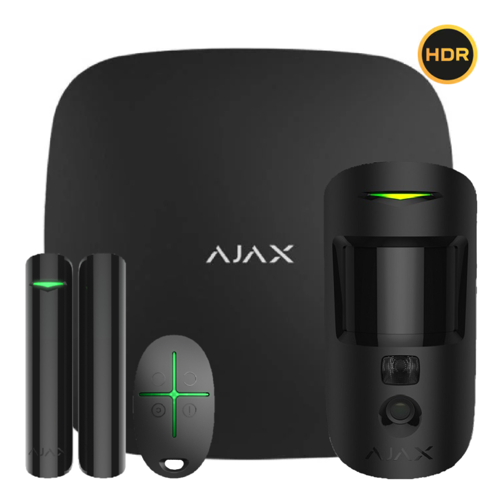 Ajax StarterKit Cam Negro. Hub 2 2G + MotionCam-HDR + DoorProtect + SpaceControl