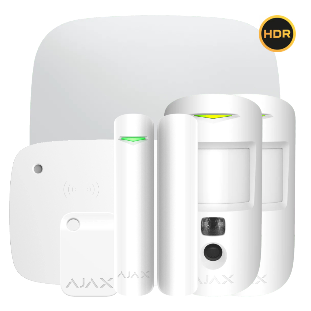 Kit Ajax blanco. Hub2 4G + 2MotionCam HDR PHOD + DoorProtect Plus + KeyPadCombi + Tag