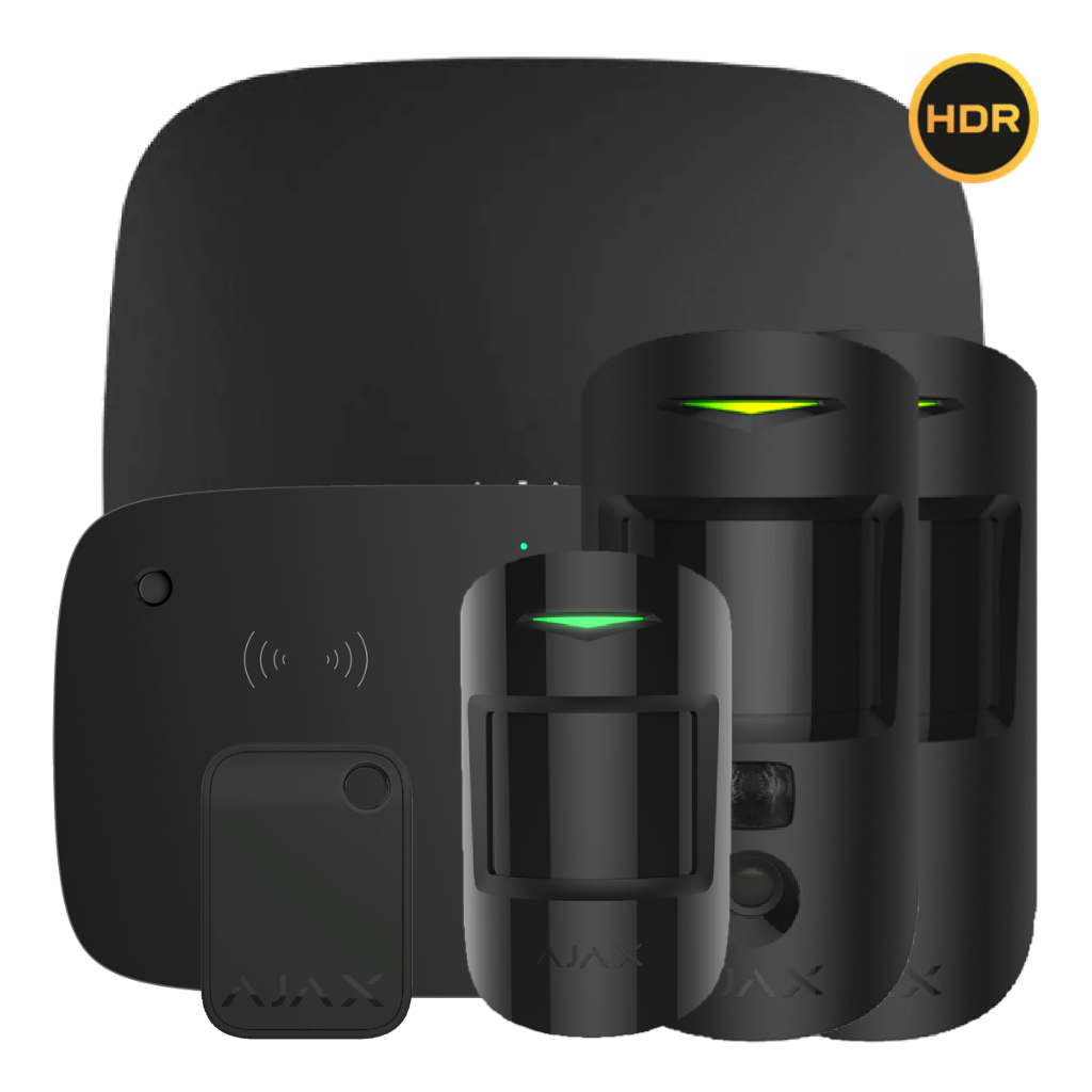 Kit Ajax negro. Hub2 4G + 2MotionCam HDR PHOD + MotionProtect + KeyPadCombi + Tag