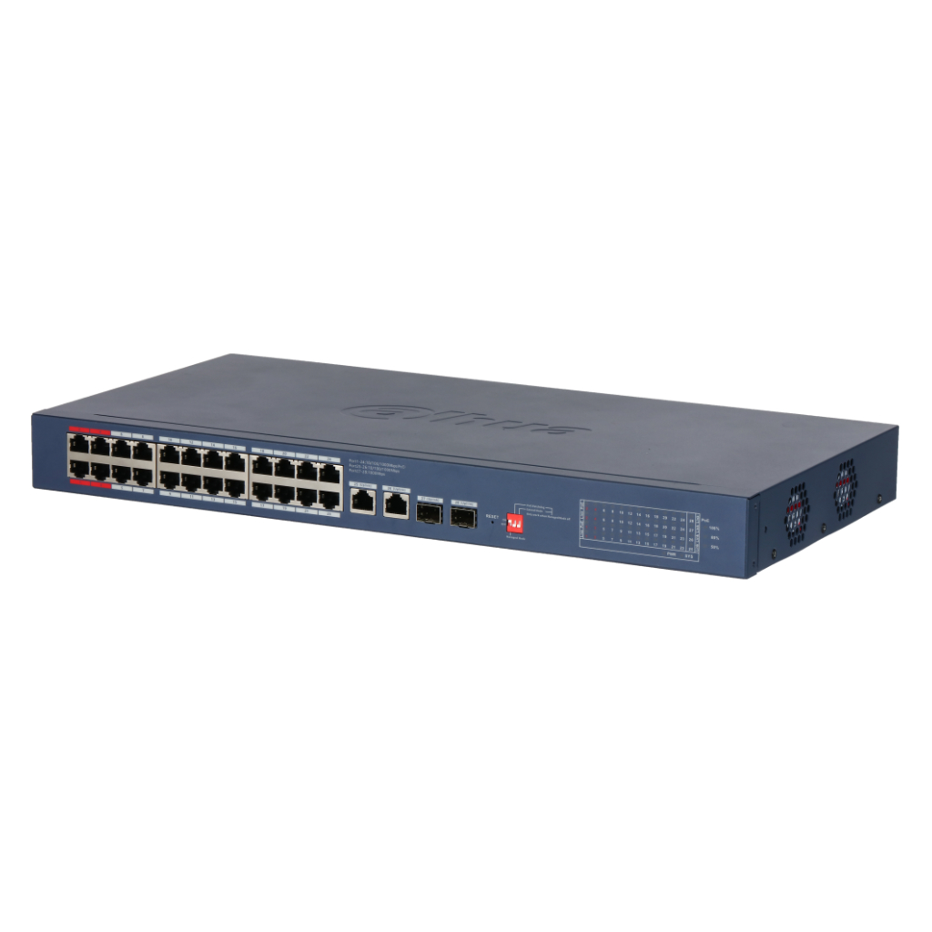 Switch PoE 24 puertos Gigabit + 2 Uplink Gigabit RJ45 + 2SFP Gigabit 375W Gestionable en Cloud Layer2