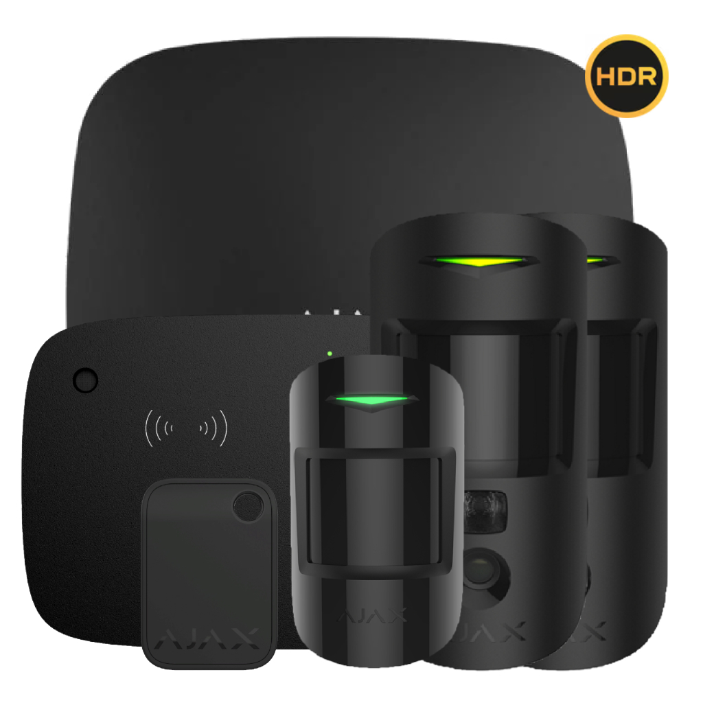 Kit Ajax negro. Hub2 4G + 2MotionCam-HDR + MotionProtect + KeyPadCombi + Tag