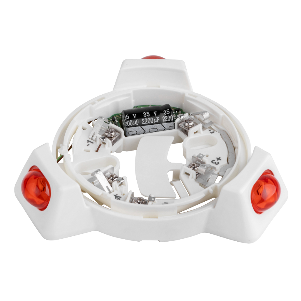 Base analogica con balizas de flash LED integradas. Cumple EN54-23