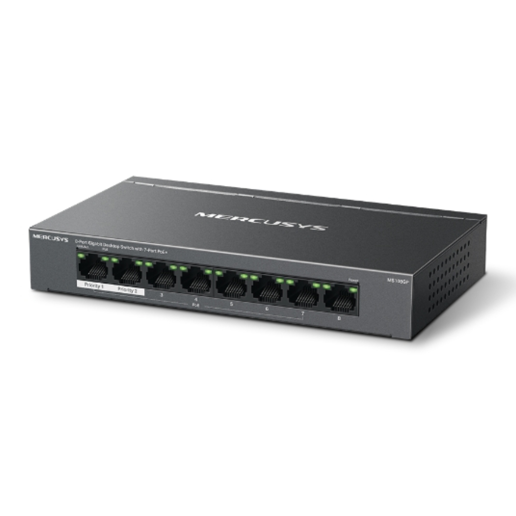 Switch Mercusys 8 puertos Gigabit con 7 puertos PoE+