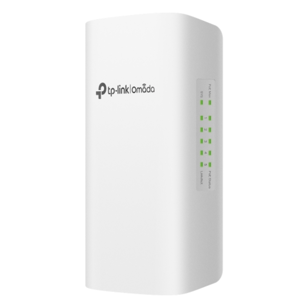 Switch Omada Smart de 5 puertos Gigabit, 1 PoE++ In y 4 PoE+ Out para exterior