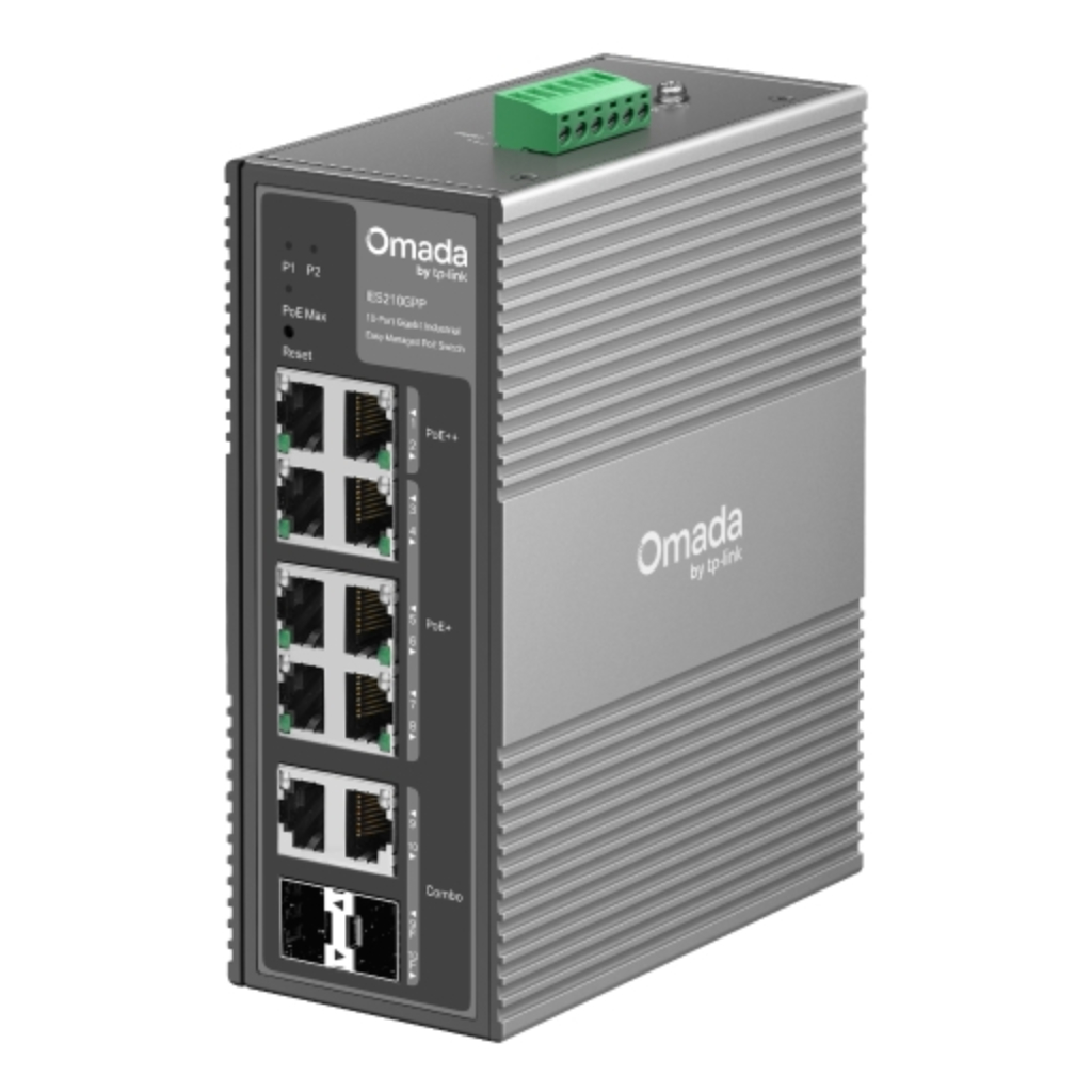 Switch Industrial Omada Gigabit 10 Puertos con 6 Puertos PoE+ y 2 Puertos PoE++ Gestionable