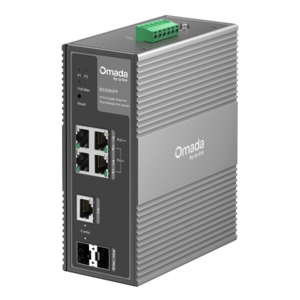 Switch Industrial Omada Gigabit 6 Puertos, 3 Puertos PoE+ y 1 Puerto PoE++ Gestionable
