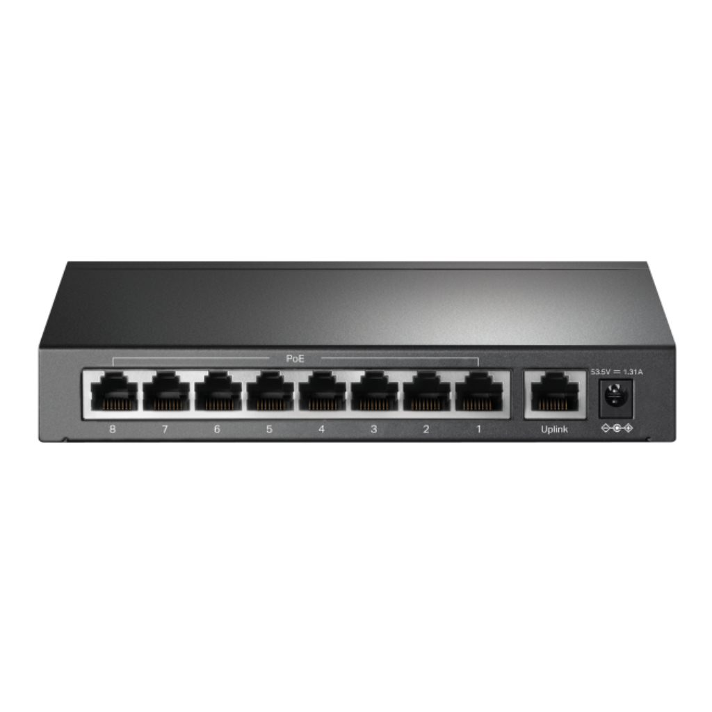 Switch 9 puertos a 10/100 Mbps con PoE+ de 8 puertos